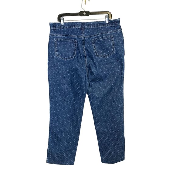 Gloria Vanderbilt Missy High Rise Polka Dot Straight Blue Denim Jeans Size 16 - Picture 4 of 8